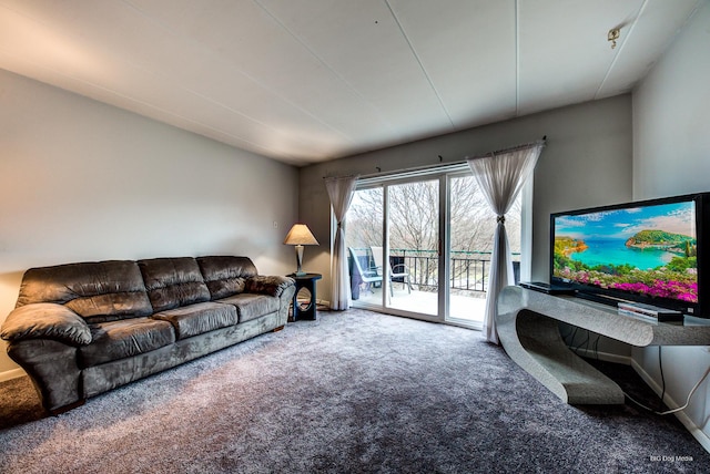 living room with carpet flooring