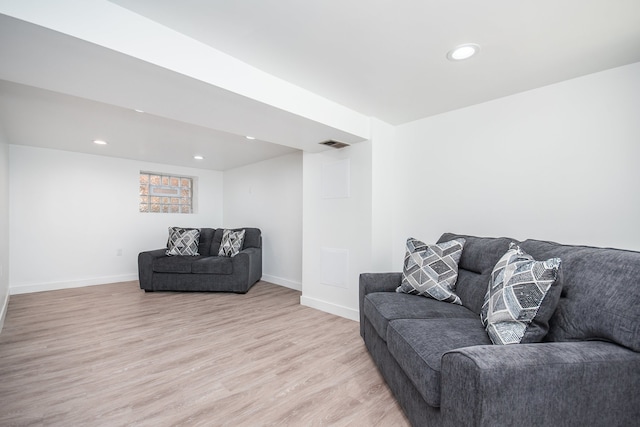 living room featuring light hardwood / wood-style floors