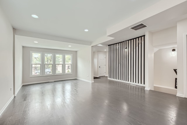 unfurnished living room featuring dark hardwood / wood-style floors