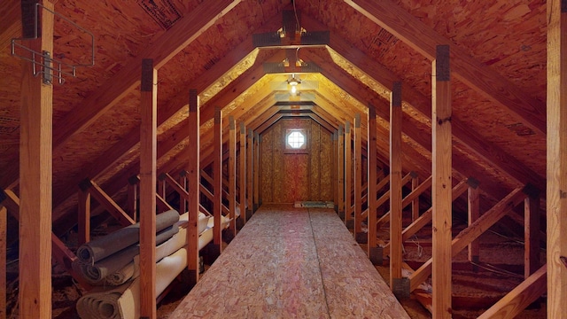 view of unfinished attic