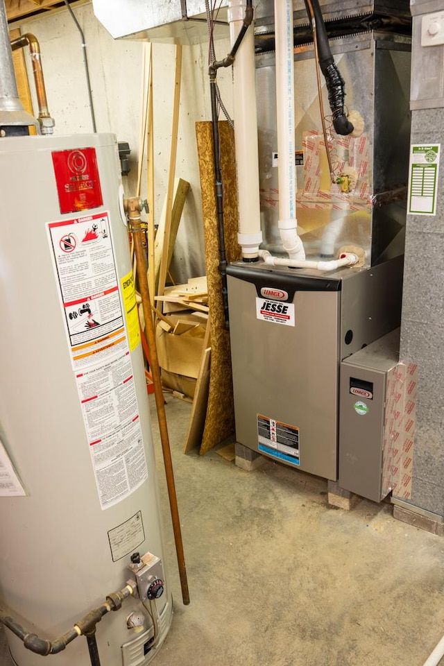 utilities featuring gas water heater and heating unit