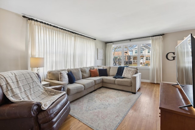 living room featuring light hardwood / wood-style floors