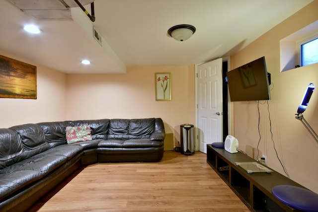 living room featuring light wood-type flooring