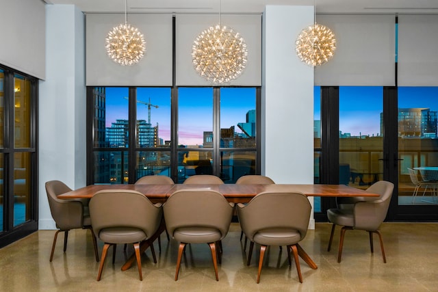 dining room with an inviting chandelier