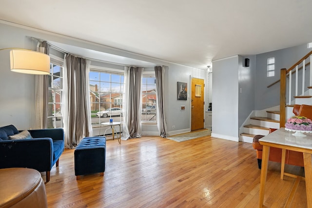 living room with light wood-type flooring