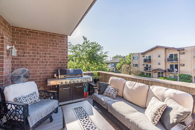 balcony featuring an outdoor living space