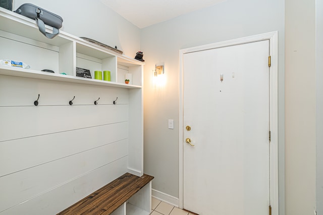 mudroom featuring light tile patterned flooring