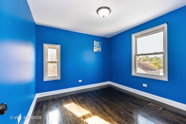 empty room featuring hardwood / wood-style flooring and a healthy amount of sunlight