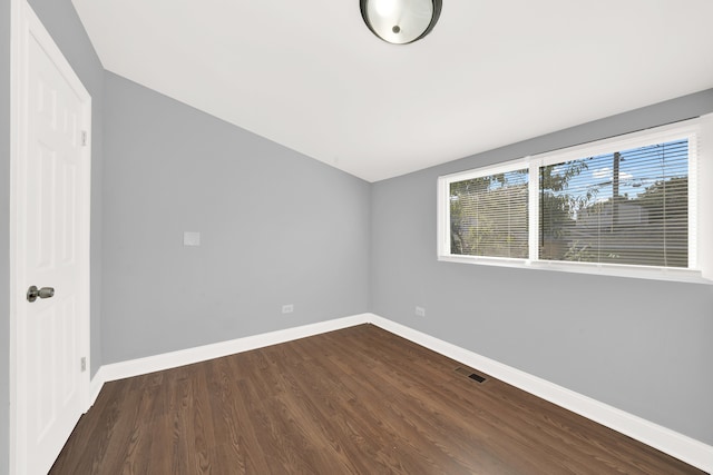 interior space with dark wood-type flooring