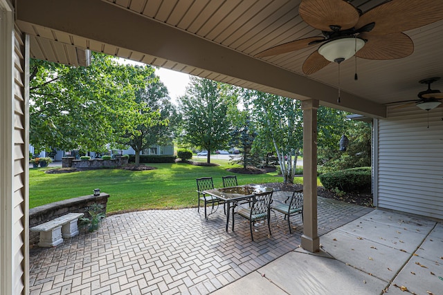 view of patio with ceiling fan