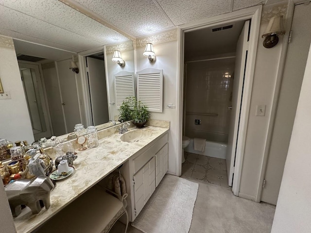 840 Elder Rd Unit A414, Homewood, IL 60430 - full bathroom with toilet, a paneled ceiling, vanity, and visible vents