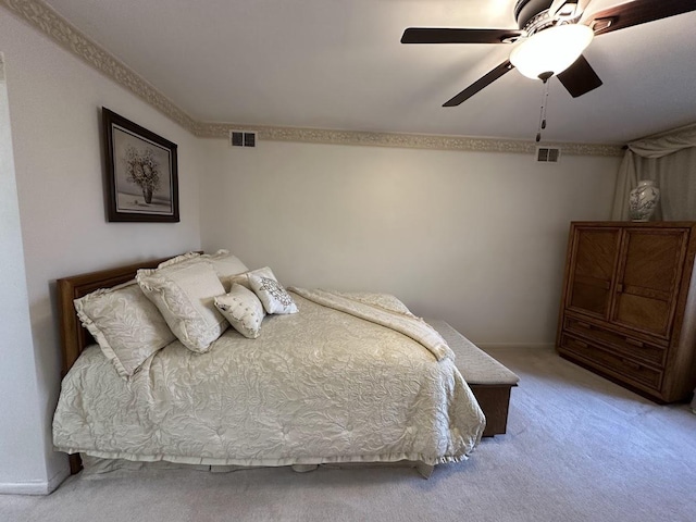 840 Elder Rd Unit A414, Homewood, IL 60430 - bedroom featuring light colored carpet, visible vents, baseboards, and ceiling fan