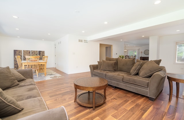 living room featuring hardwood / wood-style floors