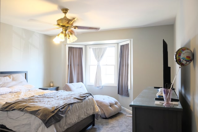 bedroom with carpet floors and ceiling fan