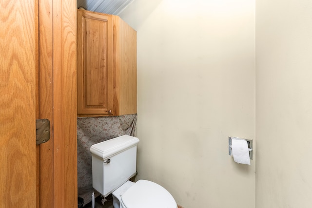 bathroom with toilet and decorative backsplash