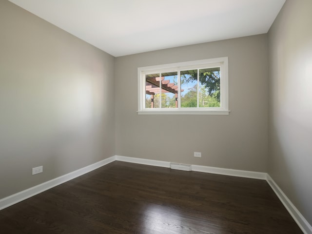 spare room with dark wood-type flooring