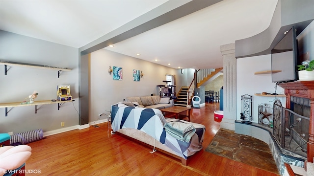 living room featuring hardwood / wood-style floors