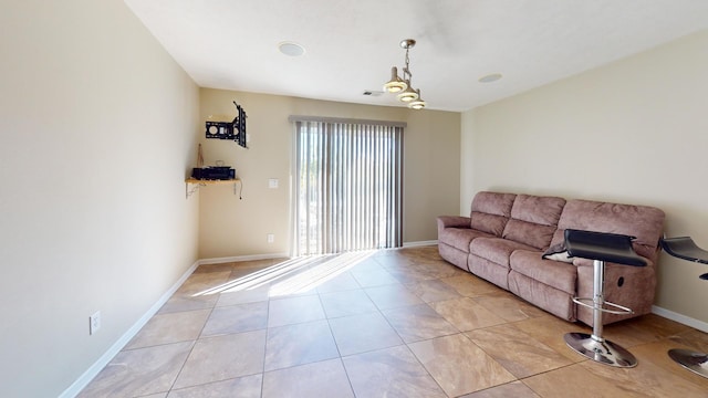 view of tiled living room