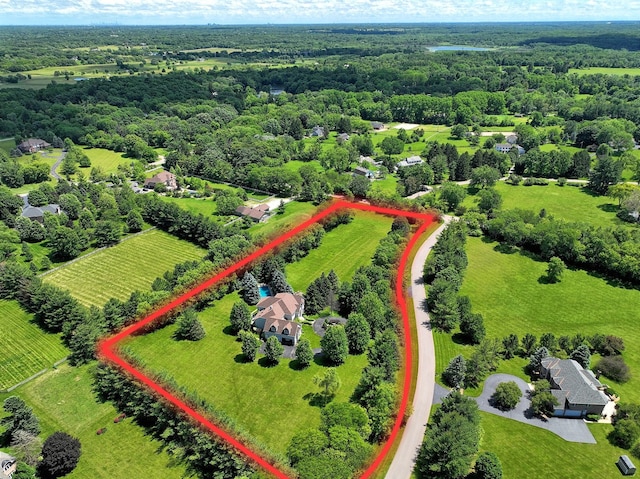 bird's eye view featuring a rural view