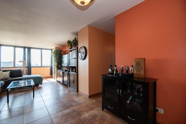 view of tiled living room