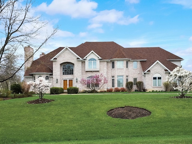 36625 N Kimberwick Ln, Wadsworth, IL 60083 - french country inspired facade with a chimney, a front yard, and brick siding