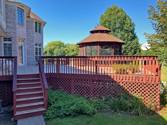 deck featuring a gazebo