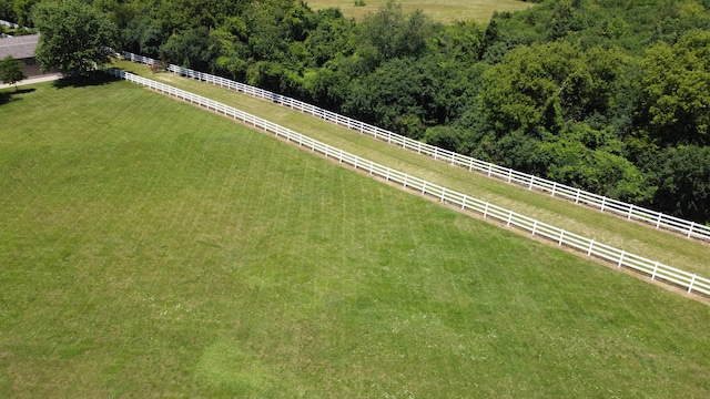 birds eye view of property featuring a rural view