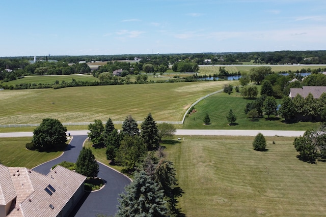 aerial view with a rural view and a water view