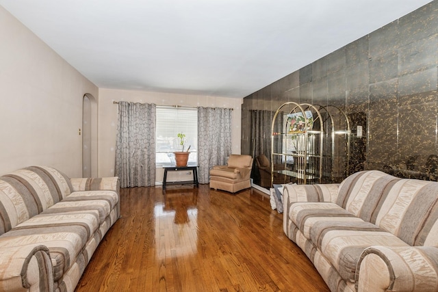 living room with wood-type flooring