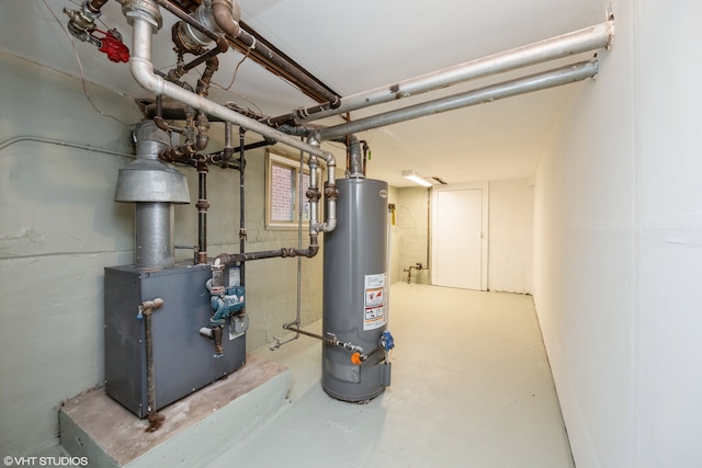 utility room with water heater