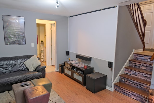 living room featuring light wood-type flooring