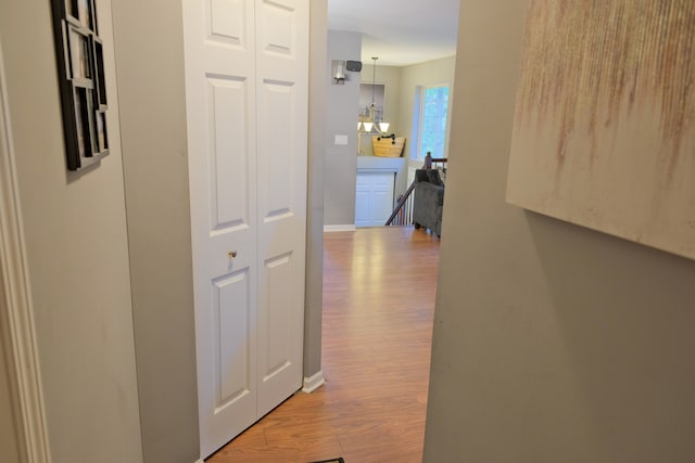 hall featuring light wood-type flooring