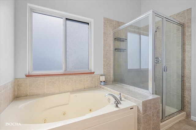 bathroom with plus walk in shower