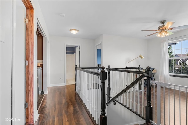 corridor featuring dark wood-type flooring