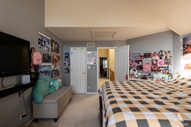 carpeted bedroom with a closet