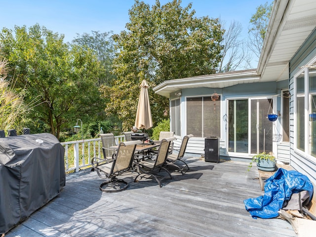 deck featuring area for grilling