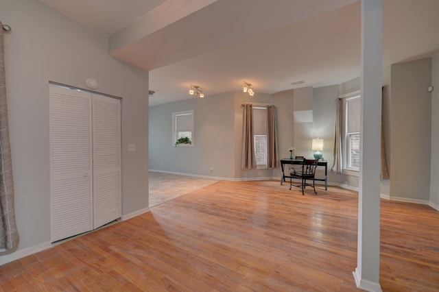 interior space with light hardwood / wood-style flooring