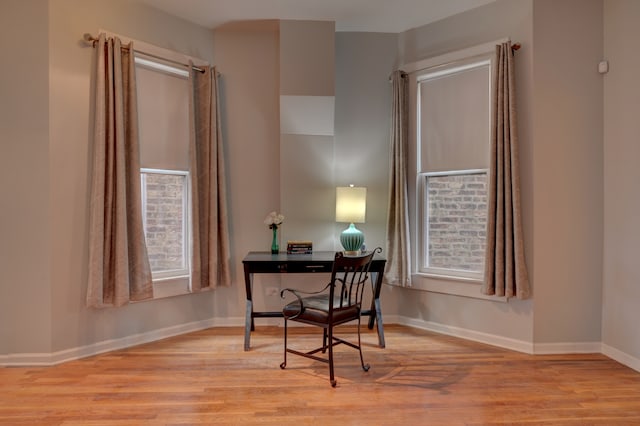 office area featuring light hardwood / wood-style flooring