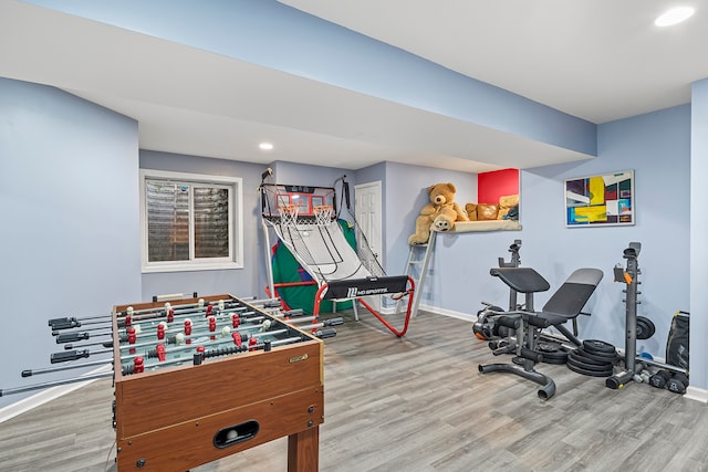 game room featuring wood-type flooring