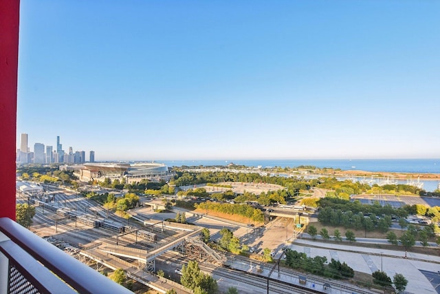 exterior space featuring a water view and a view of city