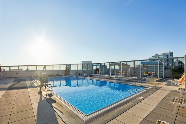 community pool with a patio