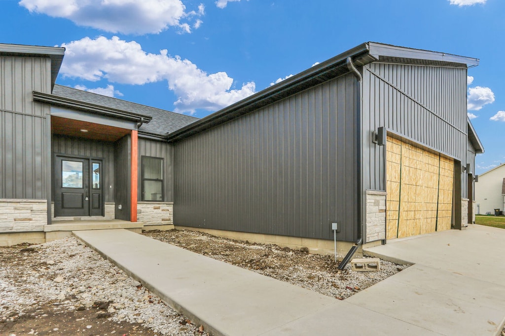 exterior space featuring a garage