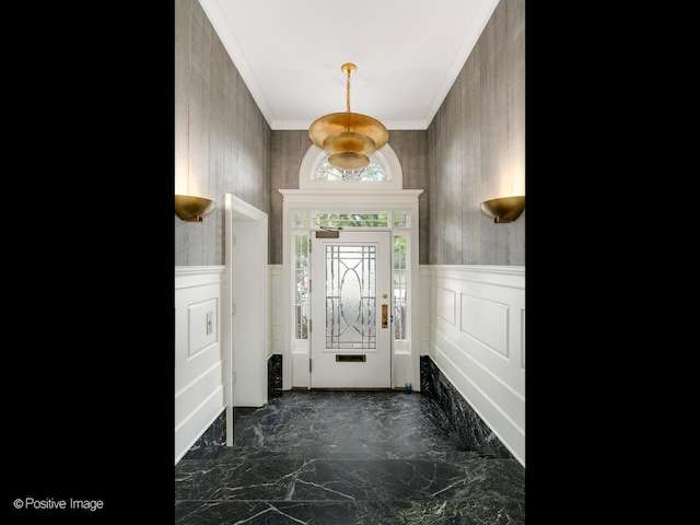 foyer with ornamental molding