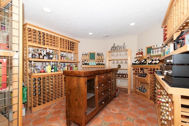 wine room with light tile patterned flooring