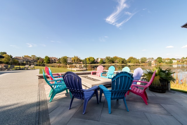 view of patio / terrace featuring a fire pit