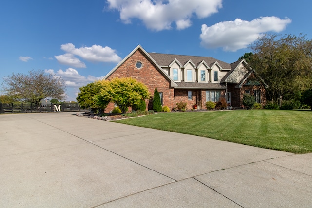 view of front facade featuring a front yard