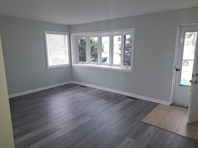 interior space featuring dark hardwood / wood-style floors and plenty of natural light