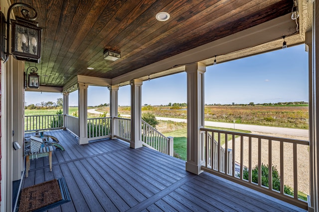 deck featuring a rural view