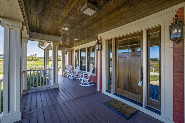 deck featuring a porch