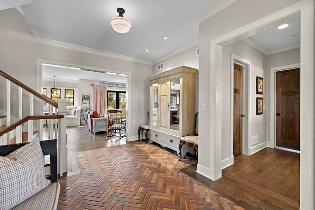 entrance foyer with crown molding